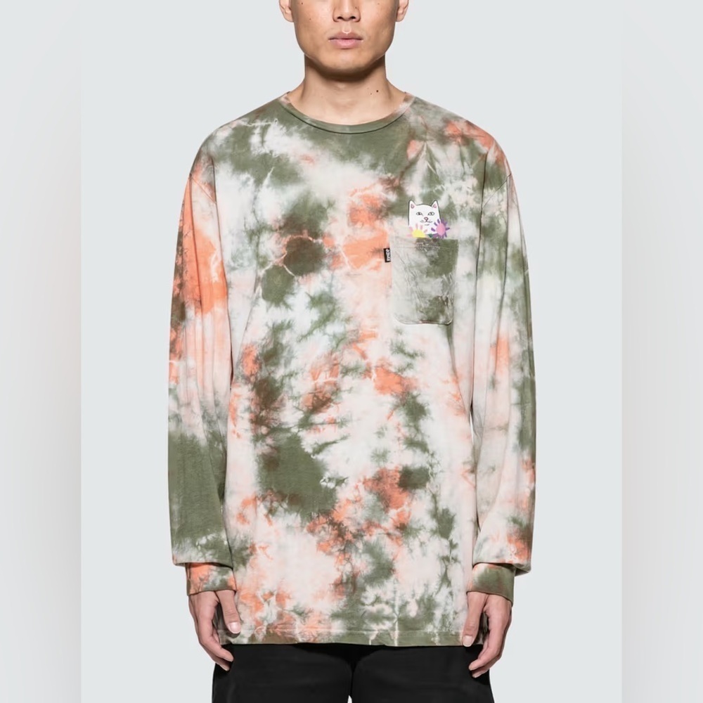 RIPNDIP Flowers For Bae Cat Green & Pink Acid Wash size large